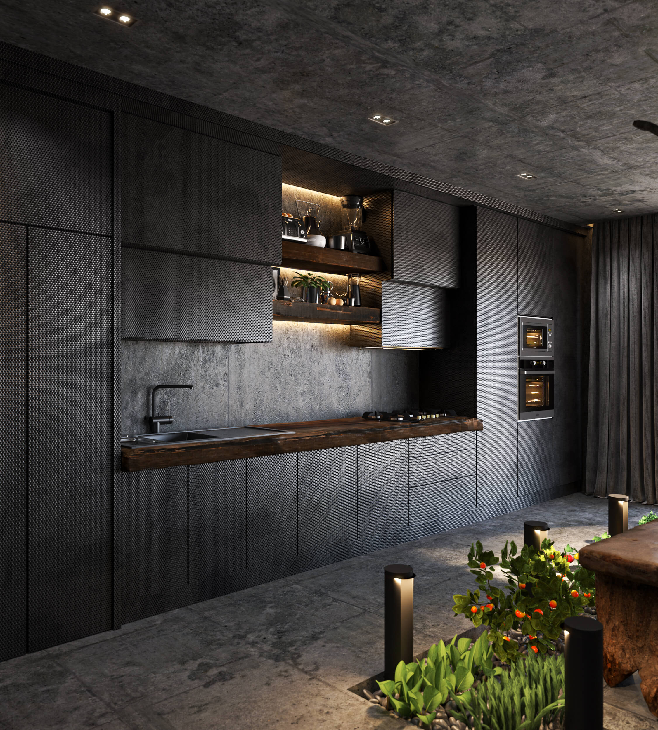 modern black kitchen cabinets